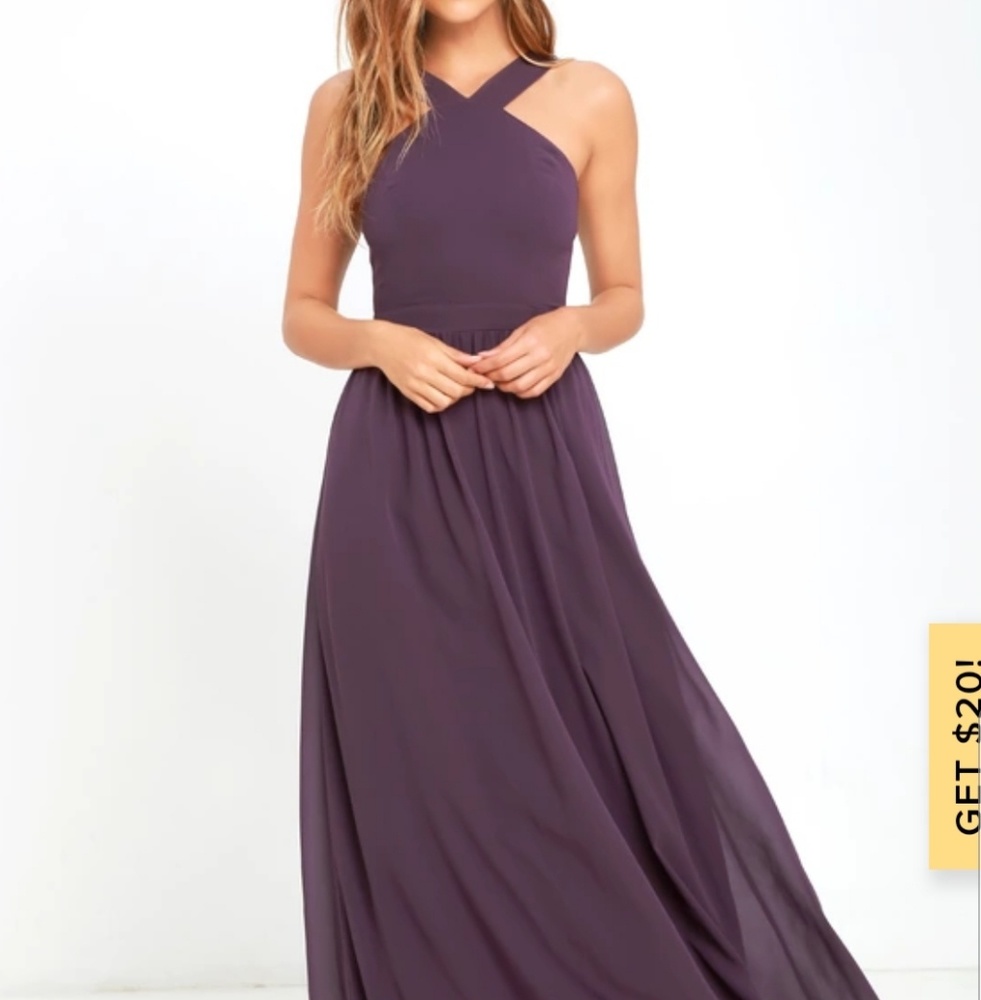 Lulu's air of romance dusty purple maxi dress